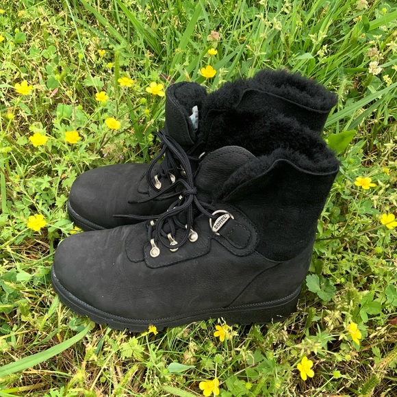 Vintage Sorel Black Leather Shearling Lace Up Boots CANADA MADE IN CANADA - Picture 11 of 11